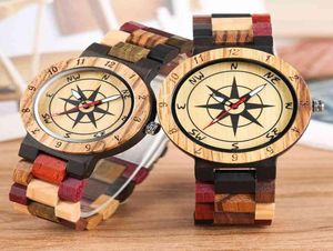 Drewniane zegarki mężczyźni i kobiety z Royal Compass Dial różne kolory drewnianych kwarcowych bransoletki luksusowe pamiątkowe prezenty J05287346148