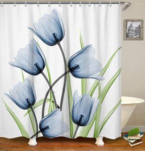 Zasłony prysznicowe biały niebieski szary tulipan kwiat fiolet pomarańczowy