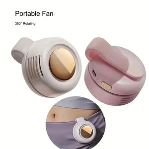 Portable Silent Mini Bladeless Electric Fan justerbar 3Sped Suspenderad midja roterande kropp lämplig för utomhusverk 240424