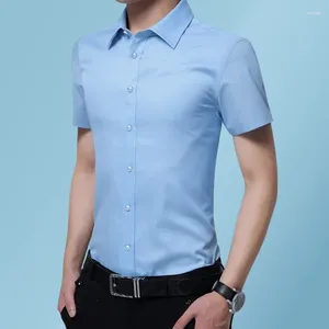 Herrklänningskjortor 2024 Plus Camisas M-8XL Casual Short Sleeve Shirt Summer Camisa Slim Fit Office