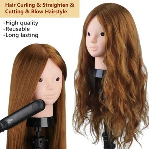 Mannequin Heads 85% Real Human Hair Model Head som används för curling och uträtning av utbildning Professionell solofrisör Virtual Doll Q240510