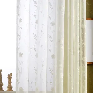 カーテンチュールセミシェーディング牧歌的な文学とアートロマンチックなリビングルームの寝室3次元の群れ刺繍ウィンドウスクリーン