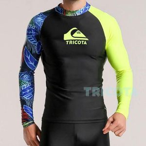 Women's Swimwear Men Sports Surfing Shirt UPF 50 Long Sleeve Splice UV Sun Protection Basic Skins Diving Swimming Surf T-shirt