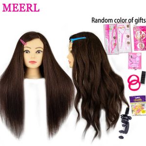 Mannequin -Köpfe 26 80% echtes menschliches Haar Modell Kopf für die Ausbildung professioneller Frisur Beauty Doll Styling Q240510