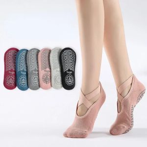 Women Toeless Yoga Socks Anti-Slip Bandage Grip Socks Perfect for Ballet Dance Latin Barre Pilates Fitness Equipment