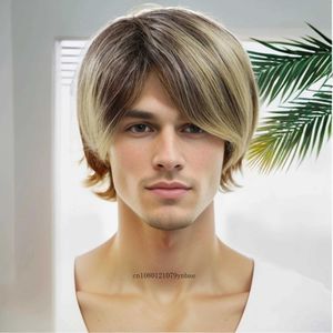 Mannequin Heads Blanche mens wig synthetic short hair male role-playing blonde elderly human model head real photo Ombre bangs natural Q240510
