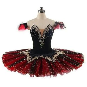 Black Red Professional Tutu La Esmeralda Performance Ballet Tutu Pancake Tutu Dress Girld Gids Ballerina Party Festume 240510