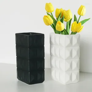 Vasos nórdicos cerâmica preto e branco vaso ins estilo criativo arranjo de flores decoração simples de alto nível de luxo europeu