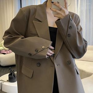 Abiti da donna primavera e estate retrò casual manica lunga manica lunga cappotto francese di colore solido blazer a doppio petto