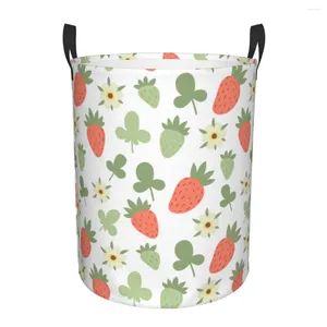 Laundry Bags Waterproof Storage Bag Strawberries Flowers Household Dirty Basket Folding Bucket Clothes Toys Organizer