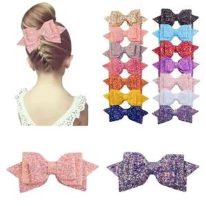 Pullu 5 parlak bebek denizkızı inç bow klipler çocuklar barrettes headdress kızlar saç aksesuarları 14 renk 0202