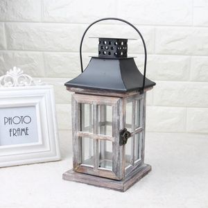 Candle Holders 1pc Vintage Wooden Wall Hanging Moroccan Lanterns Iron Holder Home Wedding Decoration