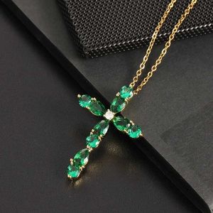 Pendant Necklaces Classic Bright Jewelry Cross Necklace Fashion Personality Innovative Colorful Water Drop Geometric Cross Pendant Lucky Gift