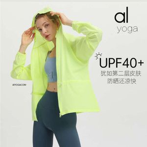 Desginer Als Yoga Aloe Jacket Top Shirt Clothe Short Woman Hoodie Originsports Jacket Hooded Cardigan Sun Protection Suit Fitness Long Sleeved Female