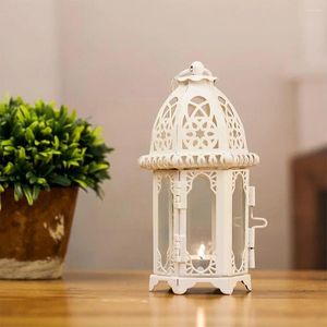 Candle Holders Moroccan Style Holder Votive Hanging Candlestick Iron Decoration Lantern Glass Stained Home