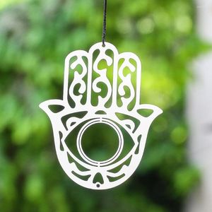 Decorative Figurines 10cm Turkish Devil's Eye 3D Rotating Hanging Wind Chime Stainless Steel Mirror Reflective Spinner Patio Garden