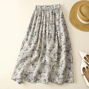 Scherma di gonna floreale della moda di moda coreana Donne 2024 Summer Elegant Long Female A-Line Drap Beach Vacation Faldas Mujer