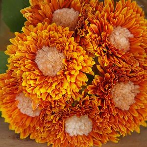 Decorative Flowers Artificial Simulation Sunflower Outdoor Lawn Wedding Bouquet Harvest Festival Rattan Wreath Home Interior Garden