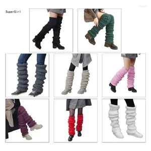 Kadın Çoraplar Kış Tapınık Tığ Örgütlü Sıcak Uzun Düz Renk Termal Eğik Sarkık Kürklü Boot Cuffs Çoraplar