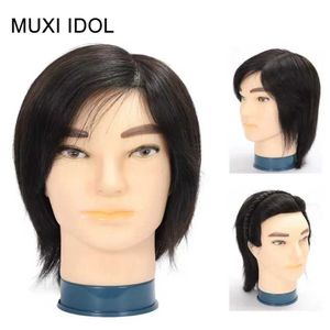 Mannequin Heads 100% artificial hair mens head with training styling solo hairdresser virtual doll used for practicing hairstyle Q240510