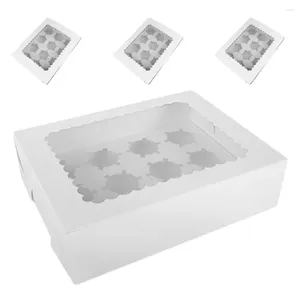 Ta ut containrar 4 datorer Muffin Box Cupcake Holder 12 Count Paper Stand Mini med locklådor