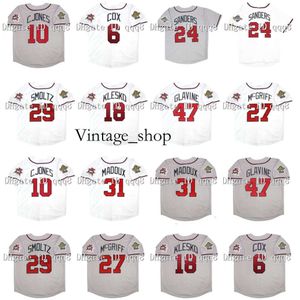 Vin Vintage 1995 Beyzbol Forması 24 Deion Sanders 10 Chipper Jones 29 John Smoltz 6 Bobby Cox 27 Fred McGriff 47 Tom Glavine 8 Javy Lopez Maddux