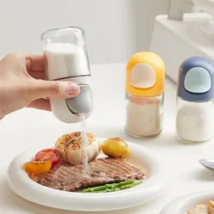 Speicherflaschen Messung Salz Shaker Pressetyp Flaschenmessung Gewürzspender Glas für Salze Gewürze