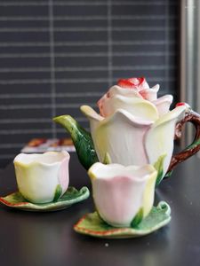 Teaware Sets European Ceramic Champagne Rose Two-person Tea Set Mini Teapot Cup Delicate Underglaze Color Afternoon