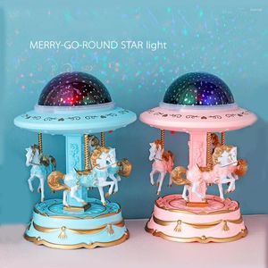 Night Lights Creative Starry Sky Projector European Merry Go Round Music Box Octave Christmas Children's Day Birthday Regalo