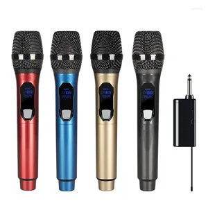 Microfones sem fio Microfone 2 canais UHF Profissional portátil micro -micro para karaokê encontrando 50 metros cantar ktv cantando