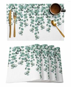 Maty stołowe 4/6 pcs eukaliptus liście gałęzie konsystencji klemacie kuchnia dekoracja domowa mata kawowa mata kawowa