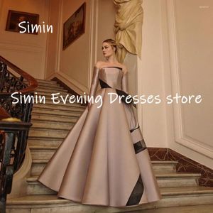 파티 드레스 Simin Satin A-Line Strapless Populer Ruffle 형식 무도회 가운 바닥 길이 저녁 우아한 여성 2024