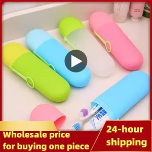 Bath Accessory Set Plastic Washing Tool Storage Box Small And Portable Candy Color Toothbrush Case