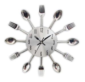 Masowe metalowe zegary ścienne kuchenne 2019 Nowe przybysze kreatywne łyżka widelca europejski kwarc nowoczesny design dekoracje domowe zegary Y2001106032386