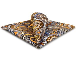 KH6 Paisley Floral Gold Yellow Blue Chustehief Męs