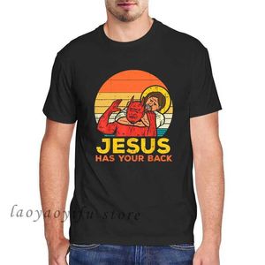 Herr t-shirts män kläder Jesus har din rygg jiu jitsu vintage kristen kort-slv topps mana kawaii kläder överdimensionerade t shirt ropa hombre t240510