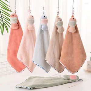 Towel Cartoon Coral Flee Hand Children Microfiber Dry Soft Plush Fabric Absorbent Hang Kitchen Bathroom Use