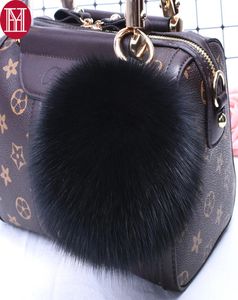 Hot Sale Trendy 100% Real Big Fox Fur Pompom Ball Keychain Y Fox Fur Keyring 15cm Bolsa Carcocains Decorações Pingentes Sh1909244968245