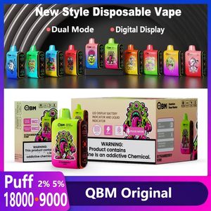 Original QBM Box Puff 18000 9000 Vapes Einwegpuff 18000 Puffs Vape-Modus e Zigarette 9K Puff Puls 18K Puffs normal 18 ml E-Liquid Digital Display Vape Pen Geekvape