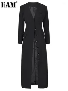 Abiti da donna Donne Black Button Black Elegante Blazer Long Blazer a V-Neck Giacca sciolta Giacca Fashion Tide Spring Autumn 2024 7AB1239