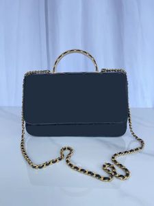 Designer Brand Women's Handbag 24C New Handle Mini Black Sheepskin Material Ggrid Pattern Retro And Elegant The Hollow Letters On The Handle Are Exquisite.