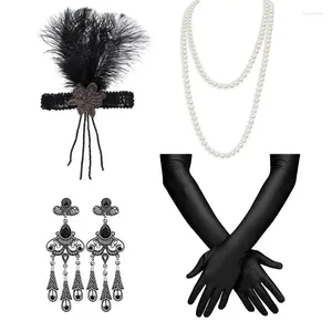 Supplência de festa Pesenar 1920s Flapper Gatsby Acessórios de fantasia Conjunto de fábrica de cabeça 20S Luvas de colar de pérolas vintage