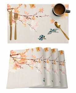 Bord Mattor Maple Branch Bird Animals Coffee Dish Mat Kitchen Placemat Dining Rug Neries