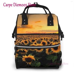 Zaino girasole e sunset stampato per pannolini per pannolini multifunzione borse per pannolino di maternità per bambini con tasca per laptop