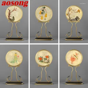 Tischlampen Aosong Chinese Einfache Lampe Vintage Messing LED DESCH DESCH DESCH DIE Kreatives Design für Heimschlafzimmer Wohnzimmer Nacht