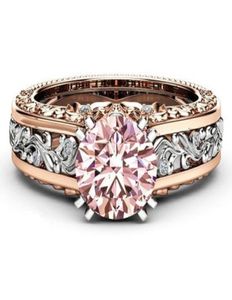 2018 New Fashion 18K Rose Gold Color Ring Trend Color Stone Topázio Anel de cor Champagne Whole3902584