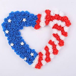 Decorative Flowers Independence Day Floral Wreath Patriotic Decorations Rose Garland American Flag 4th Of July For