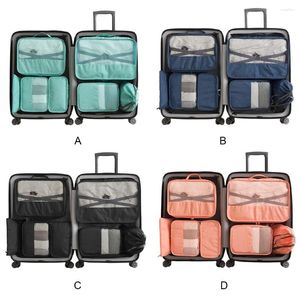 Depolama çantaları 7pcs Set Paket Küpleri Seyahat Çantası Dokuma Olmayan Bagaj Taşınabilir Piknik Ayakkabı Kıyafetleri İç çamaşır Poşeti Paketi Mavi