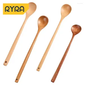 Spoons Table Spoon Coffee Tea Stirring Long Handle Portable Wooden For Cooking Tableware Tools Solid Wood Soup