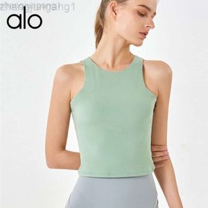 Desginer Als Yoga Bra Tanks Spring/summer New Double Layered Round Neck Sleeveless Tank for Womens Tight Elastic Slimming Outwear Sports Top